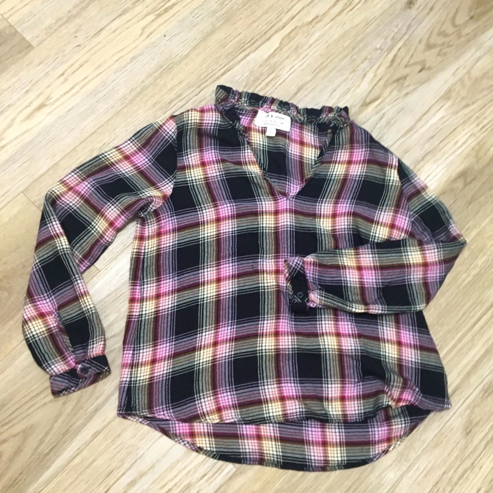 Cloth & Stone Ruffle Plaid Flannel XS
